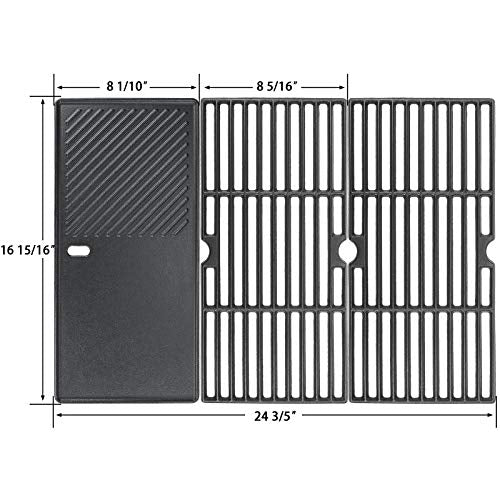Hisencn Grill Grates and Grill Plate for Charbroil Advantage 463343015, 463344015, 463344116, Advantage Gas2coal Parts 463340516 Gas Grill Models, 16 15/16" Cast Iron Cooking Grates for G467-0002-W1 - Grill Parts America