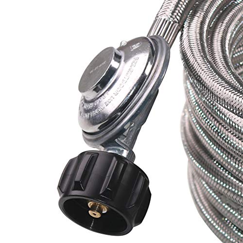 DOZYANT 15 Feet Universal QCC1 Low Pressure Propane Regulator Grill Replacement with Stainless Steel Braided Hose for Most LP Gas Grill, Heater and Fire Pit Table, 3/8" Female Flare Nut - Grill Parts America