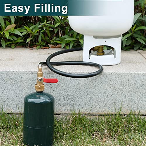 GASPRO 1lb Propane Tank Refill Adapter Kit | Universal 3ft Hose with Safety Shutoff Valve | Easily Fill 1lb Bottles from 20lb Tank - Grill Parts America