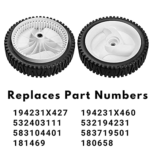 532403111 Front Drive Wheels Fit for Craftsman Mower - 194231X427 Front Drive Tires Wheel Fit for Craftsman & HU Front Wheel Drive Self Propelled Lawn Mower Tractor, 2 Pack, White - Grill Parts America