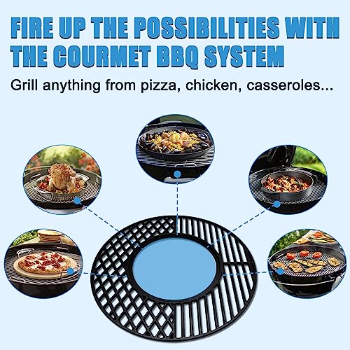 Adviace 21.5 Inch 8835 Cast Iron Grill Cooking Grates Replacement for 22.5" Weber Master-Touch, 22.5" Charcoal Smoker, Weber 22 Inch Kettle, Premium 22 Inch Charcoal Grill, 22" Weber Performer Premium - Grill Parts America