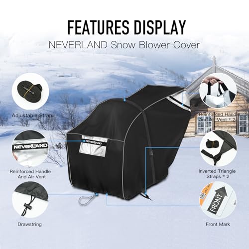 NEVERLAND Snow Blower Cover, Waterproof Heavy Duty Snowblower Cover, UV Protection, Snow Blower Accessories Snow Thrower Cover Universal Size Fit 62''L x 33"W x 52"H - Grill Parts America