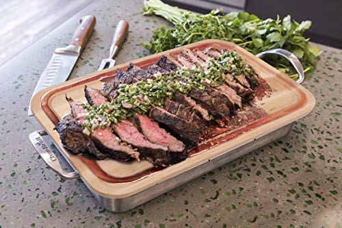 Char-Broil 140014 Grill+ Roasting Dish & Cutting Board, Stainless Steel - Grill Parts America