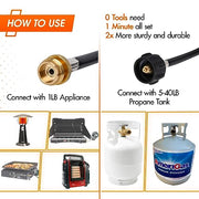 GASPOWOR 12FT Propane Hose Adapter 1lb to 20lb, High Pressure Propane Adapter Hose,Propane Tank Adapter,Propane Converter Hose for Propane Grill, Camping Stove, Buddy Heate, Portable Heaters, Griddle - Grill Parts America