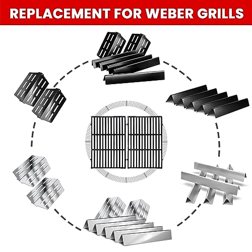 GasSaf Heat Deflector Replacement for Weber 7622 65505 Genesis 300 Series E310 E320 E330 S310 S320 S330 Grill Part with Front Control Knobs (2011 & Newer) Porcelain enameled Heat Plates - Grill Parts America