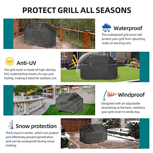 PALON Waterproof BBQ Grill Cover 72-Inch, Heavy Duty Outdoor Gas Grill Covers, with Drawstring Barbecue Covers for Weber Char-Broil Brinkmann Nexgrill and More, All Weather Barbecue Grills Protector - Grill Parts America