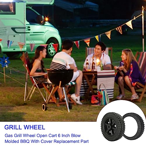 homfanseec G206-0025-W1 6 Inch Grill Wheels Replacement Parts with Cover for Charbroil Wheel Kit 463722403 463720115 463720114 463722715 Various Models BBQ Wheels 461611514 4156956(2pcs Black) - Grill Parts America