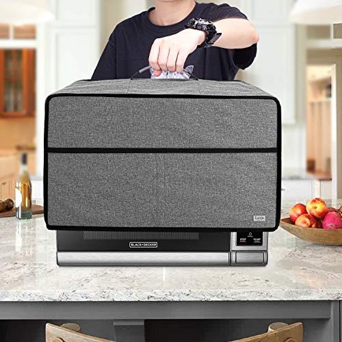 Luxja Dust Cover for Microwave Oven (Fits for Most 0.7 Cu.Ft Microwaves), Microwave Oven Cloth Cover with Front Pocket, Gray - Kitchen Parts America