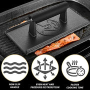 Cast Iron Grill Press - Heavy Duty Smash Burger Press w/Heat Resistant Handle - Sandwich Press, Burger Smasher, Hamburger Press - Bacon Press & Meat Press for Griddle - Great BBQ Grill Accessories - Grill Parts America
