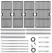 Cast Iron Grill Grates and Stainless Steel Grill Part Kit for Charbroil Performance 5 Burner Gas Grills 463275517 463243518 463243519, Heat Plates, Burners, Adjustable Crossover Tube, Ignition - Grill Parts America