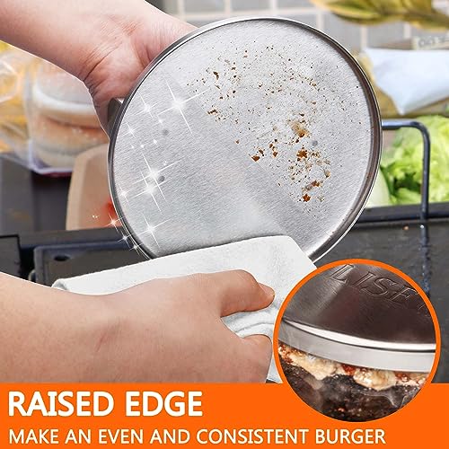HULISEN Griddle Accessories for Blackstone, Smashed Burger Press Kit, Stainless Steel Burger Press with Raised edge & Burger Spatula, Professional Hamburger Grill Press for Flat Top Griddle Cooking - Grill Parts America