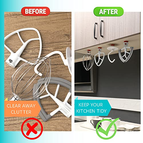 Kitchen Mixers Attachments Hangers-Besuerte Kitchen Mixer Parts for Organizing Kitchen Aid Stand Mixer Attachments, Kitchen Accessories For Stand Mixer Under Cabinet Storage Mount(4pcs Red ) - Kitchen Parts America
