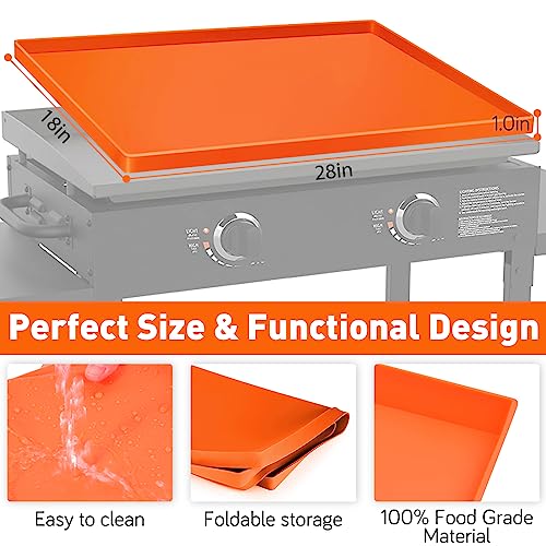 Wohbay Griddle Mat for Blackstone, 28" Food-Grade Silicone Mat for Griddle Surface, Blackstone Griddle Accessories, Griddle Outdoor Protector - Orange - Grill Parts America