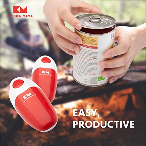 Kitchen Mama Auto Electric Can Opener: Open Your Cans with A Simple Push of Button - Automatic, Hands Free, Smooth Edge, Food-Safe, Battery Operated, YES YOU CAN (Red) - Grill Parts America