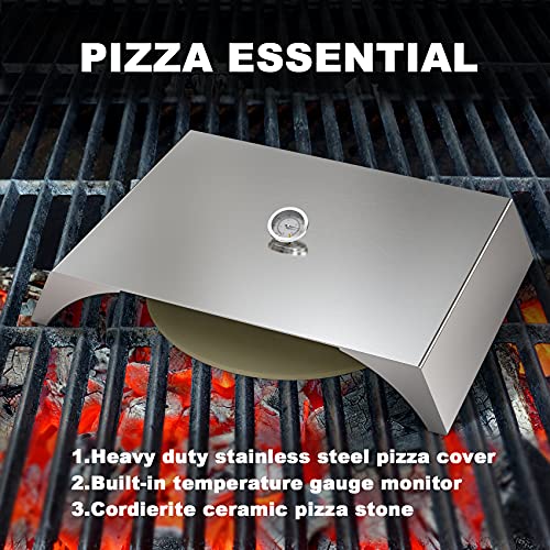 Skyflame Universal Stainless Steel Pizza Oven Kit with Stone for Most Gas Grills and Pellet Grill Conversion Kit, 22x15 Inches - Grill Parts America