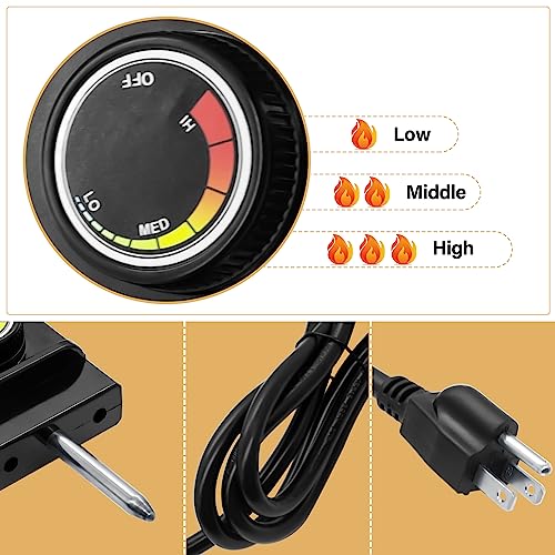Adjustable Thermostat Controller Probe Cord for Masterbuilt Analog Electric Smokers, Thermostat Control with Power Cord Replacement Parts for Most Electric Smoker and Grills Heating Element - Grill Parts America