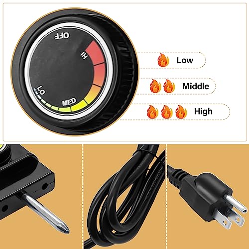 Thermostat Analog Control Heating Element w/Power Cord Fit for Electric  Smoker