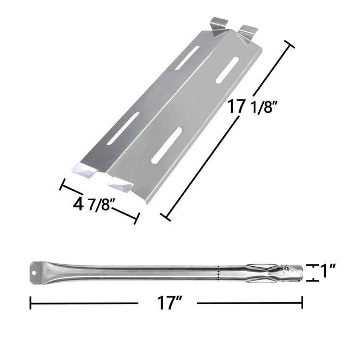 Hongso Grill 17" Burner Tubes 17 1/8" Heat Plates for Members Mark GR2039201-MM-00, Grill Chef BIG-8116 8 Burner Gas Grill Models, Set of 8 - Grill Parts America