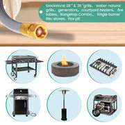 5369 Propane to Natural Gas Conversion Kit, For Weber, Fire Pit,CharBroil, Blackstone 28" &36 ",Nexgrill,Generator, Pizza Oven, Patio Heater,etc.12FT 3/8" ID Natural Gas Hose with Quick Connect - Grill Parts America