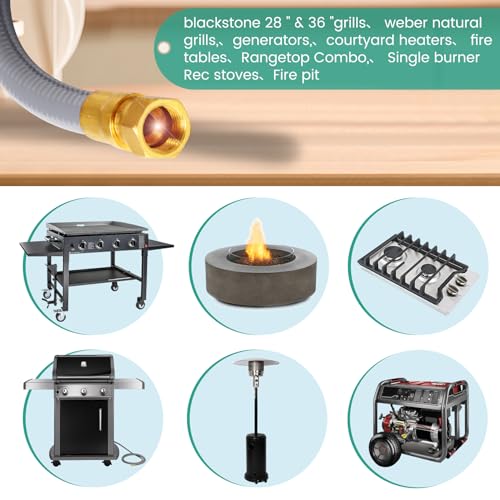 5369 Propane to Natural Gas Conversion Kit, For Weber, Fire Pit,CharBroil, Blackstone 28" &36 ",Nexgrill,Generator, Pizza Oven, Patio Heater,etc.12FT 3/8" ID Natural Gas Hose with Quick Connect - Grill Parts America