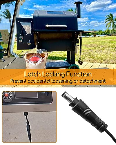 Waterproof Power Cord with Lock Compatible with Masterbuilt Gravity Series 560 800 1050 XL Digital Charcoal Grill, Power Adapter Accessories Replace 9004190216, Power Supply with 15 feet Long Cord - Grill Parts America