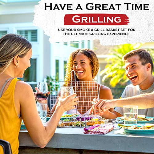SHIZZO Grill Basket Value Set, Barbecue BBQ Grilling Basket , Stainless Steel Large Folding Grilling baskets With Handle, Portable Outdoor Camping BBQ Rack for Fish, Shrimp, Vegetables, Barbeque Griller Cooking Accessories, Gift, Gifts for father, dad, hu - Grill Parts America