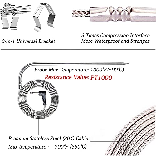 Replacement Meat Probe for Pit Boss Pellet Grills and Pellet Smokers. 3.5mm Plug Compatible with Pit Boss Accessories Meat Probe. 2 Packs Meat Probes and 2 Packs Grill Clips.… - Grill Parts America