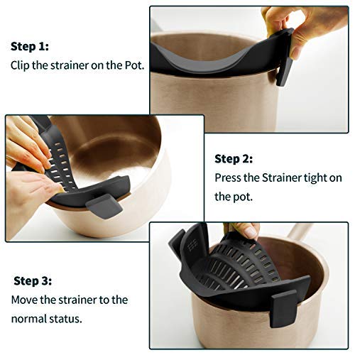  Clip On Strainer Silicone Pots and Pans, AUOON Pasta