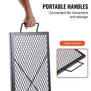 VEVOR X-Marks Fire Pit Grill Grate, Rectangle Cooking Grate, Heavy Duty Steel Campfire BBQ Grill Grid with Handle & Support X Wire, Portable Camping Cookware for Outside Party Gathering, 32 Inch Black - Grill Parts America
