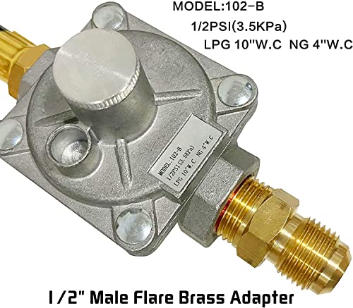 MENSI 𝑴𝑬𝑵𝑺𝑰 Replacement of 3030 CNG 4.0" & LP 10" for Kitchen-Aid 710-0003 Gas Grill Natural Gas Conversion Kit Regulator with Hose 1/2" Male Flare Fitting - Grill Parts America
