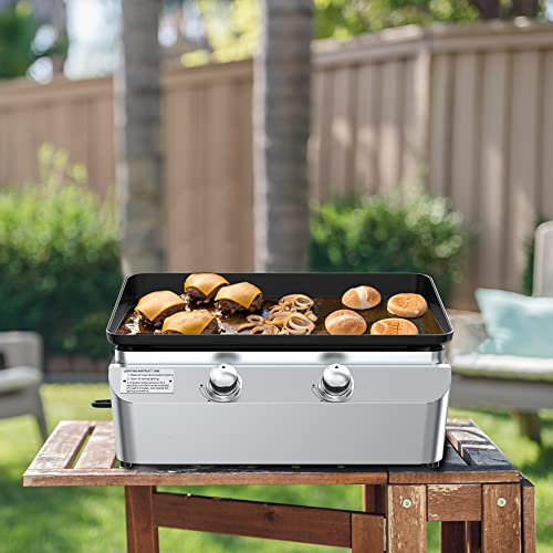 Nexgrill Outdoor Premium Cooking griddle grill 2 Burner Tabletop Griddle, Cast Iron Griddle Top, Flat Top for Camping, Outdoor, Stainless Steel Griddle with Knobs, Black - Grill Parts America