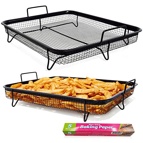 Air Fryer Basket for Oven,13”*11”*3.3" Crisping Basket Air Fry Crisper Basket Non-Stick Air Fryer Replacement Part Stainless Crisper Oven Tray for French Fry/Frozen Food - Kitchen Parts America