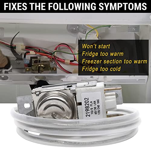 Lifetime 2198202 Refrigerator Cold Control Thermostat by Seentech Easy to Install - Exact Fit for Whirlpool,Kenmore Refrigerator - Replaces Part Numbers: WP2198202 2161284 2198201 PS11739232 AP6006166 - Grill Parts America