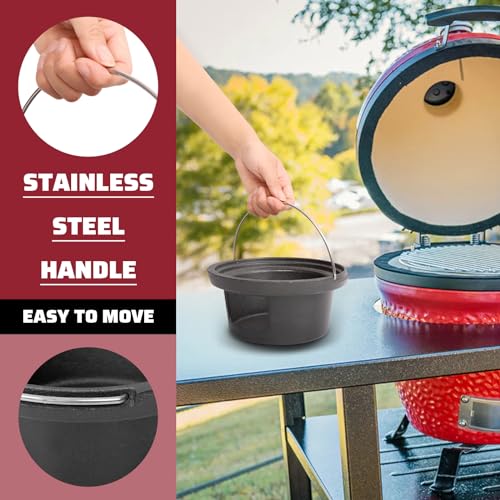 Cast Iron Ash Can with Handle for Kamado Joe Junior Grill, High Temperature Resistance Heavy Cast Iron Charcoal Ash Collector for Kamado Joe JR Accessories - Grill Parts America