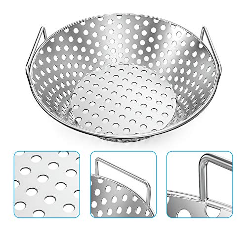 Skyflame 14 Inch Stainless Steel Charcoal Basket Accessories Compatible with Kamado Joe Classic | Large Big Green Egg | Pit Boss | Louisiana Grills & Other Grills - New Version of Hollow Holes Design - Grill Parts America