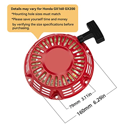 SOFO Recoil Starter for 212 Predator Engine - for Honda GX160 GX200 5.5 6.5HP Champion Generator Parts Pull Cord Replacement 3000 3500w Predator 212 Recoil Predator Engines 212cc Engine with Cord - Grill Parts America