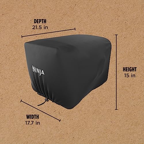 Ninja XSKOCVR Premium Cover, Compatible Woodfire Outdoor Oven (OO100 series), Adjustable Drawstrings, UV and Water-Resistant, Lightweight, Black, 18.9'' x 17.9'' x 15.16