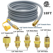 GardenNow 18FT 3/8" ID Natural Gas Hose, Low Pressure LPG Hose with Quick Connect, for Weber, Char-Broil, Pizza Oven, Patio Heater and More NG Appliance Propane to Natural Gas Conversion Kit - Grill Parts America