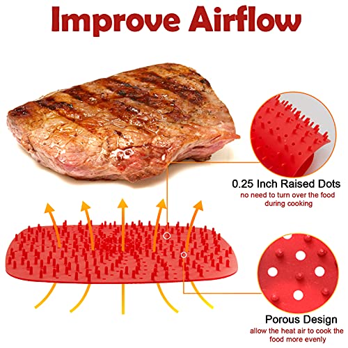 Upgrade Reusable Air Fryer Liners with Raised Silicone | Patented Product | BPA Free Non-Stick Silicone Air Fryer Mats | Air Fryer Silicone Tray Accessories | 2 Size Options – 8 Inch Square - Grill Parts America