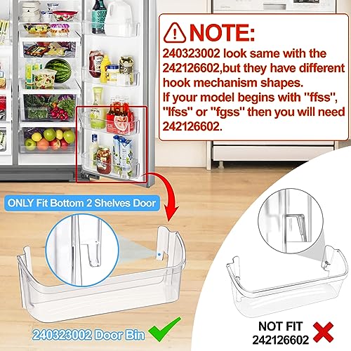 [2 PACK] UPGRADED 240323002 Refrigerator Door Bin Shelf,Compatible with Frigidaire Door shelf Replacement 240323006, 240323010,FGHS2631PF4A,FGHS2655PF5A,FGUS2642LF2,AP2115742 Bottom Door Shelves - Grill Parts America