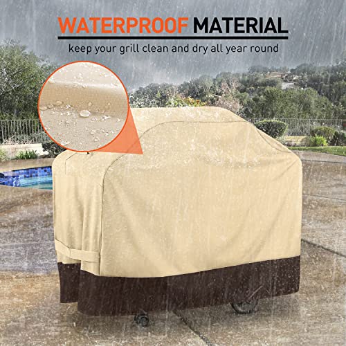 Arcedo BBQ Grill Cover, Heavy Duty 55 Inch Waterproof Gas Grill Cover for Weber Charbroil Nexgrill Brinkmann Grills and More, UV Resistant Outdoor 3-4 Burner Barbecue Cover with Air Vents, Beige&Brown - Grill Parts America
