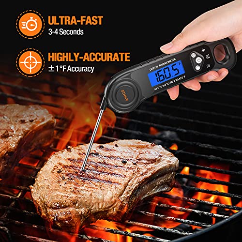 AMMZO Digital Meat Thermometer for Grilling, Instant Read Food Thermometer Waterproof with Backlight for Cooking, Deep Fry, BBQ, Grill, Smoker and Roast - Grill Parts America