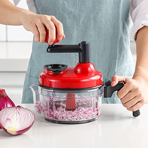 Geedel Hand Food Chopper, Vegetable Quick Chopper Manual Food Processor, Easy To Clean Food Dicer Mincer Mixer Blender, Rotary Onion Chopper for Garlic, Salad, Salsa, Nuts, Meat, Fruit, Ice, etc - Kitchen Parts America