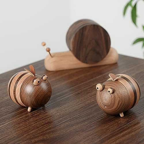 Toothpicks Holder Dispenser Wooden Gifts Bee Decor Cute Gifts Home Office Desk Decor Accessories Birthday Gifts for Mom for Friends Holds Toothpicks 150 Pcs - Grill Parts America