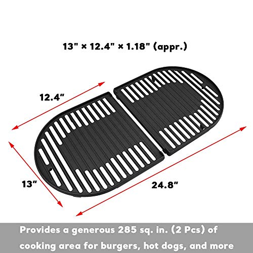 Uniflasy Cast Iron Grill Cooking Grates for Coleman Roadtrip Swaptop Grills LX LXE LXX, 2 Pack - Grill Parts America