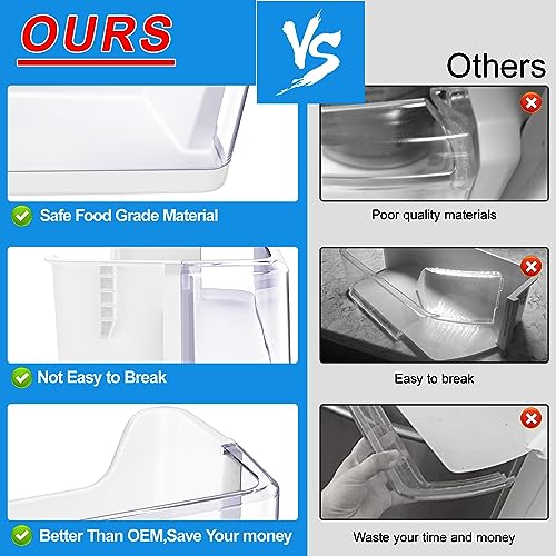 (2 PACK) UPGRADED DA97-08348A Refrigerator Door Shelf Bin Compatible with Samsung Refrigerator Part RS265TDRS RS25H5111BC RS25H5111SR Door,For DA63-05215A Refrigerator Middle Door Bin Guard Assembly - Grill Parts America