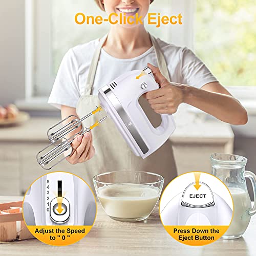 LILPARTNER Hand Mixer Electric, 400W Food Mixer 5 Speed Handheld Mixer, 5 Stainless Steel Accessories, Storage Box, Kitchen Mixer with Cord for Cream, Cookies, Dishwasher Safe - Kitchen Parts America