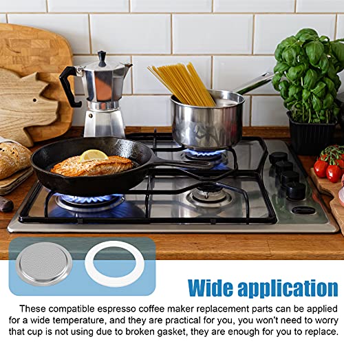 6 Pieces Silicone Gaskets with 2 Piece Stainless Filter Gasket  (6-cup) - Kitchen Parts America
