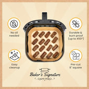 Air Fryer Liners, 120Pcs Disposable Airfryer Parchment Paper Liners – Non-Stick and Oil Proof for Easy Cleanup – 8” Square for 5-8 qt Basket by Baker's Signature - Grill Parts America