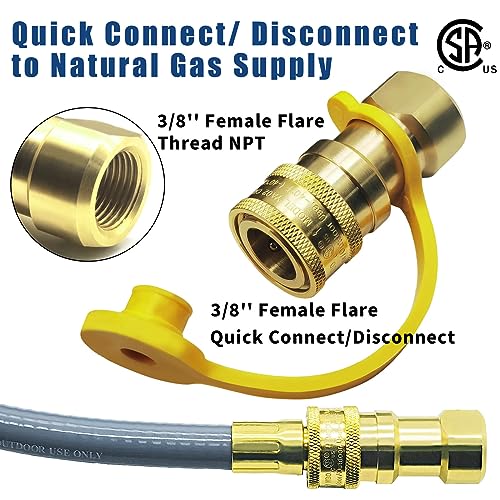 GardenNow 18FT 3/8" ID Natural Gas Hose, Low Pressure LPG Hose with Quick Connect, for Weber, Char-Broil, Pizza Oven, Patio Heater and More NG Appliance Propane to Natural Gas Conversion Kit - Grill Parts America